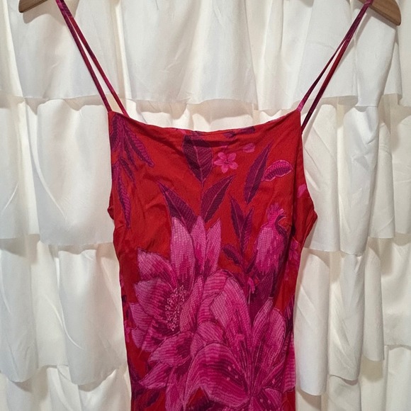 FARM Rio Anthropologie Summer Fruit Satin Maxi Slip Dress Floral Viscose Small - Picture 6 of 14